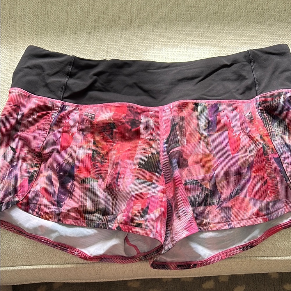 Lululemon Athletica Pink and Black Athletic Shorts Performance Fabric